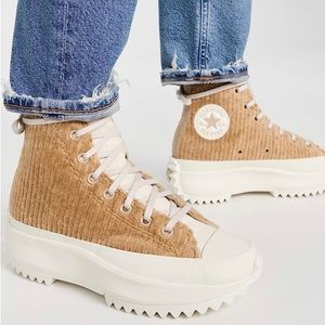 NEW Converse Run Star Hike Hi Cozy Nomad Khaki Corduroy A03253C Women Size 8.5